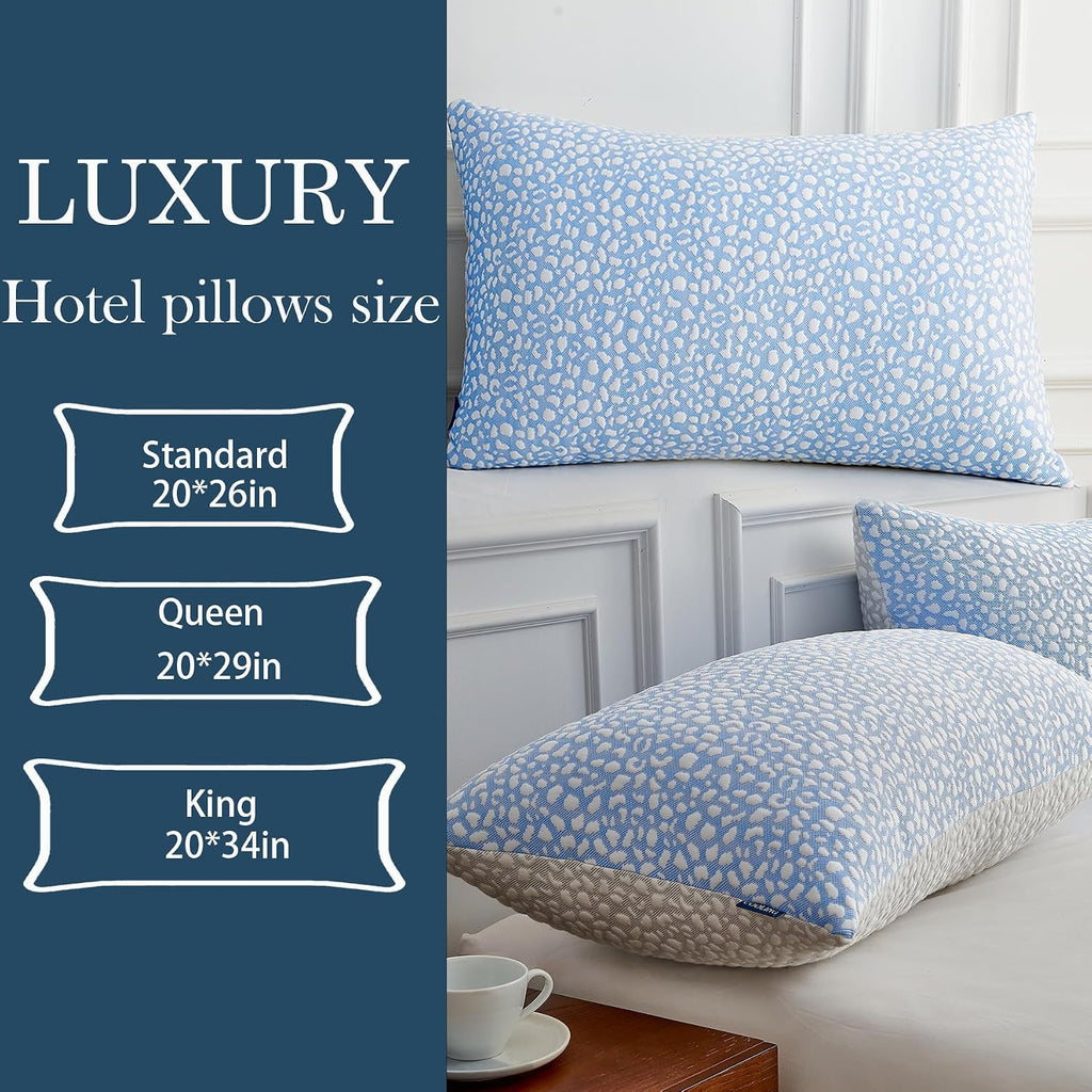Firm Memory Foam Bed Pillows Queen Size Set of 2,Adjustable Cooling Side Sleeper Pillow,Hotel Collection Breathable