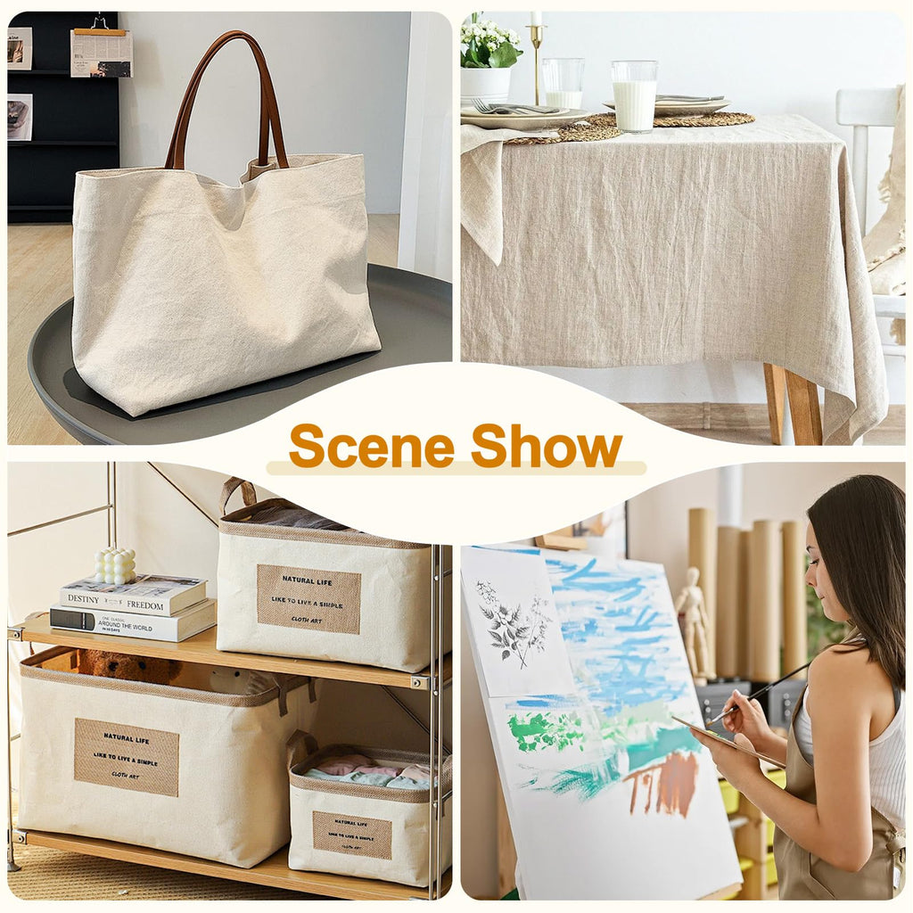 12oz Heavy Duty Canvas Fabric, 59" W Natural Cotton Duck Cloth 3 Yards
