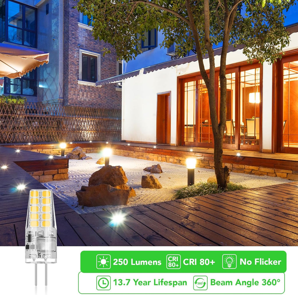 10 Pack G4 LED Bulb 2W Equivalent 30W 3000K Warm White 250 Lumens 360°Beam Angle, T3 Halogen Bulb Replacement