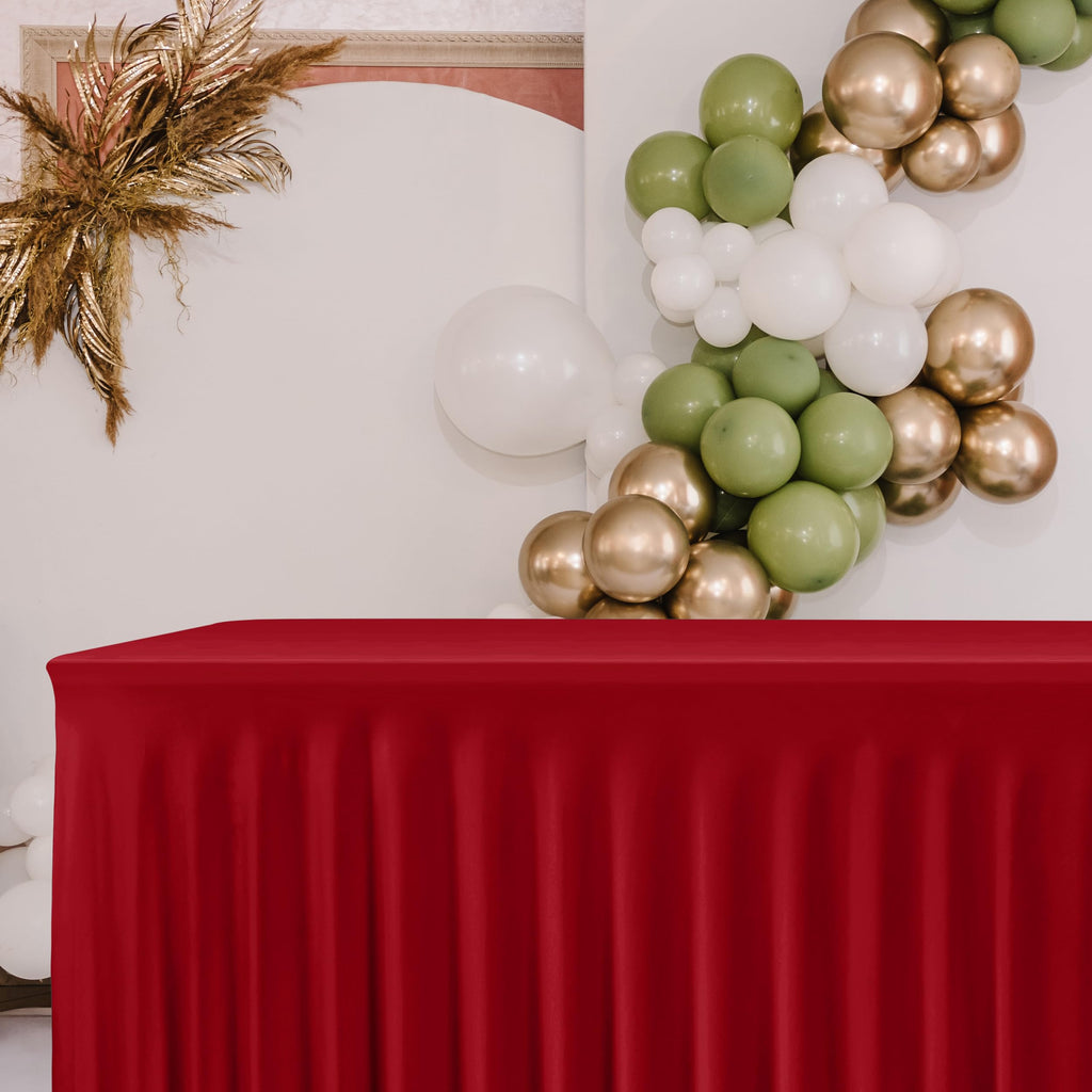 2 Pack Red Tablecloths Spandex Table Covers 6ft for Christmas Decor