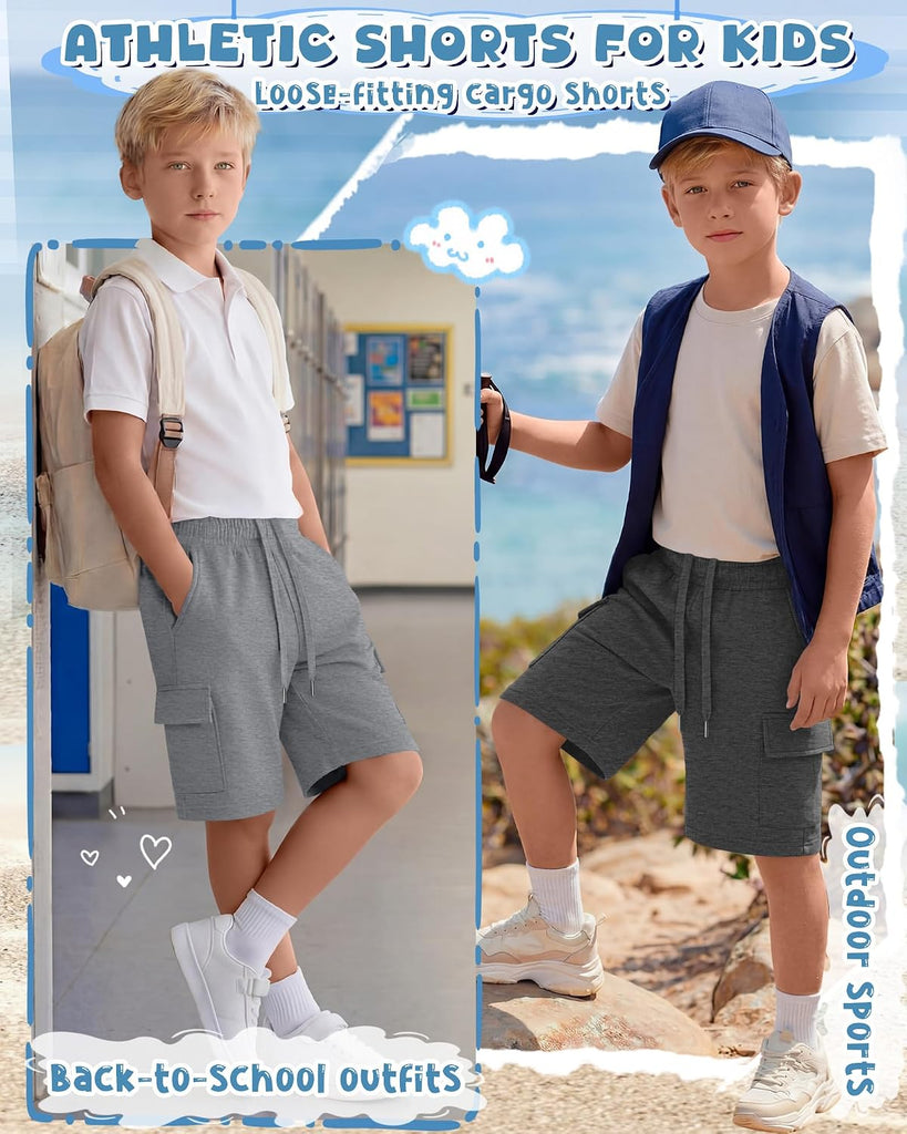 3 Pack Boys Athletic Cargo Shorts