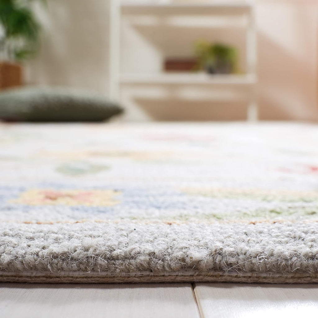 Chelsea Area Rug - 9' x 12', Grey, Hand-Hooked French Country Floral Wool