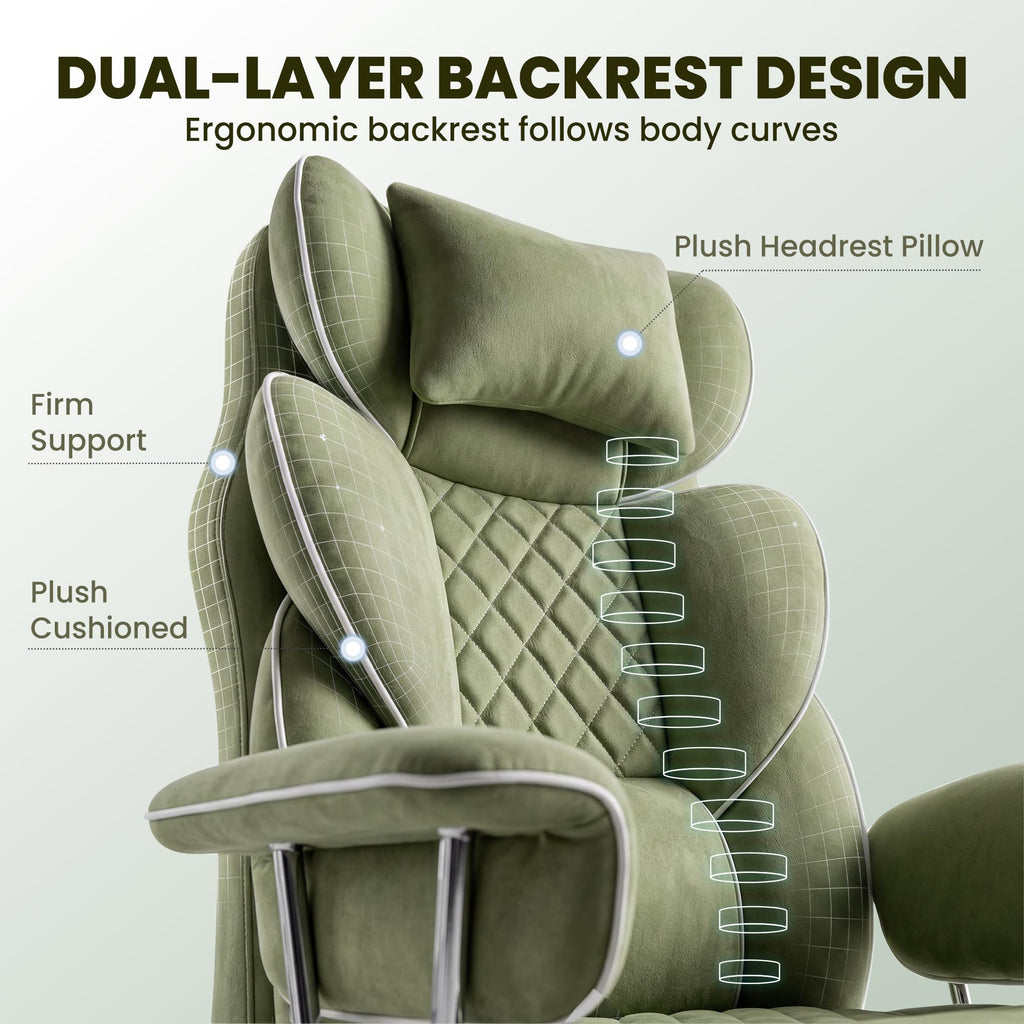 Big and Tall Gaming Chair with Footrest, Reclining Chair, Green