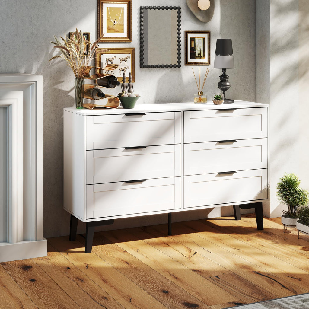 6 Drawer Modern White Chest of Drawers