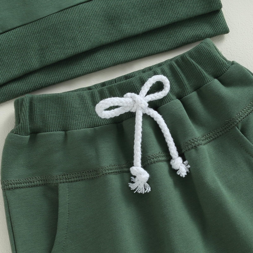 Toddler Baby Boy Girl Fall Winter Outfit Basic Solid Color Crewneck Long Sleeve Sweatshirt Top Jogger Pants Set
