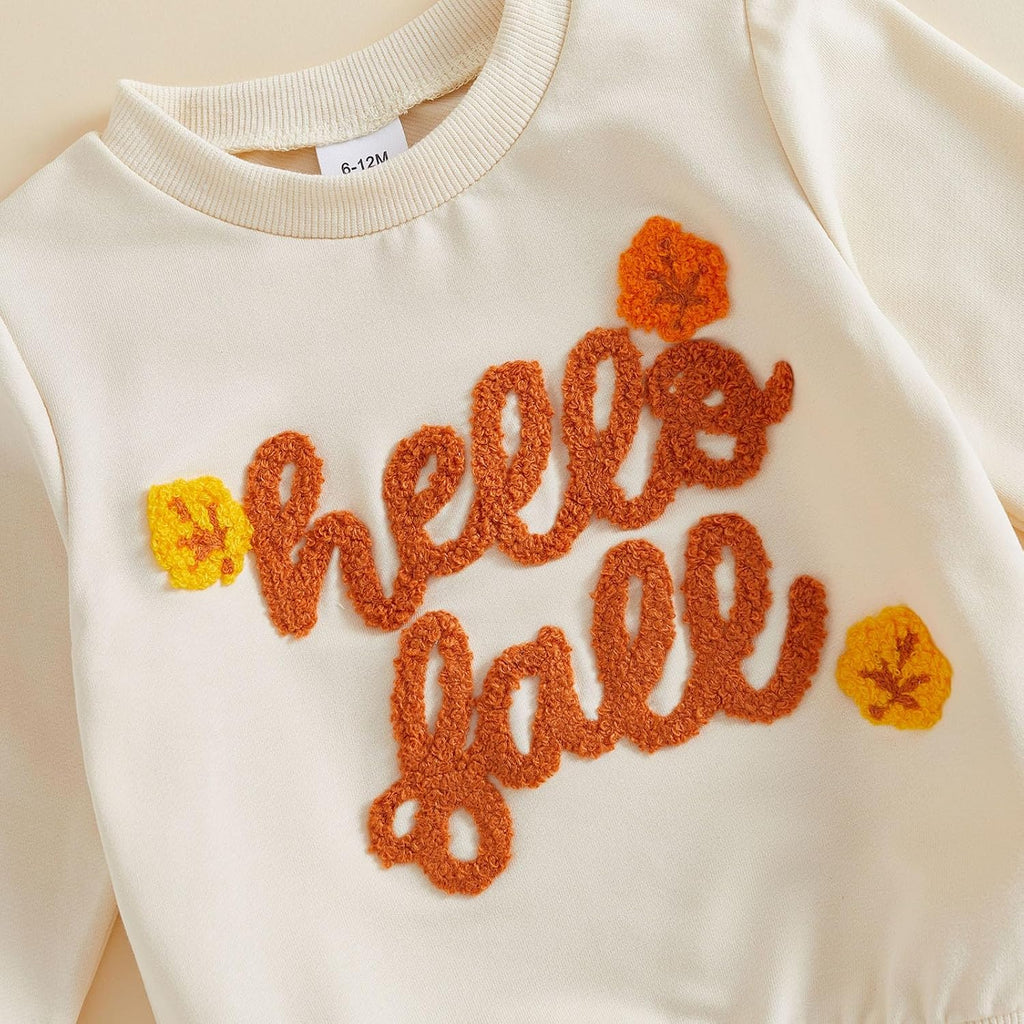 Toddler Baby Girl Fall Outfits Crewneck Sweatshirt Flare Pants Set