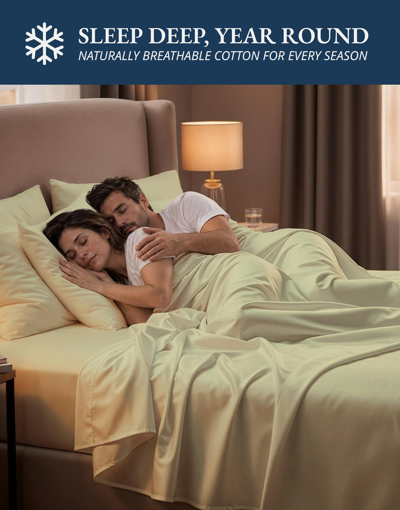 King Sheets Deep Pocket 100% Egyptian Cotton Sateen - Seafoam