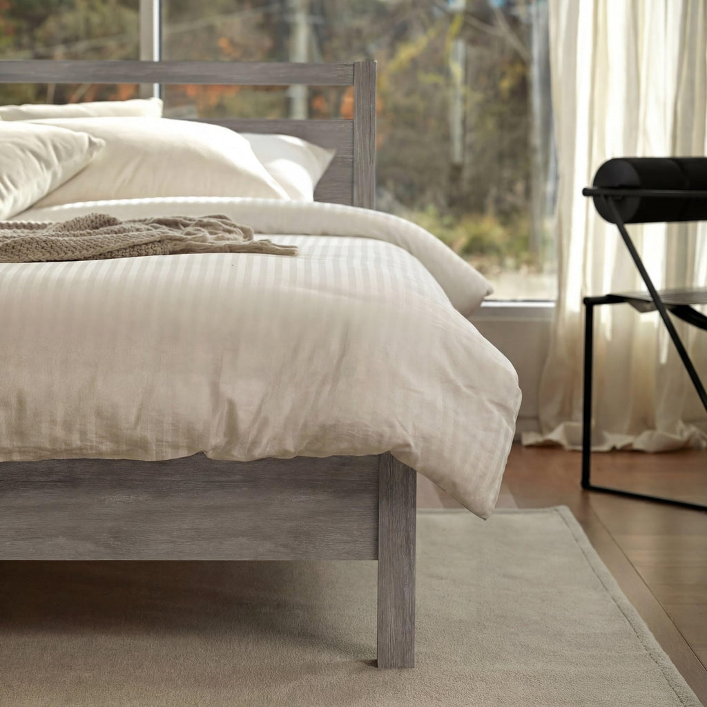 King Bed Frame with Headboard Signature Wood Platform, Noise Free, Under Bed Storage, No Box Spring Needed, Easy