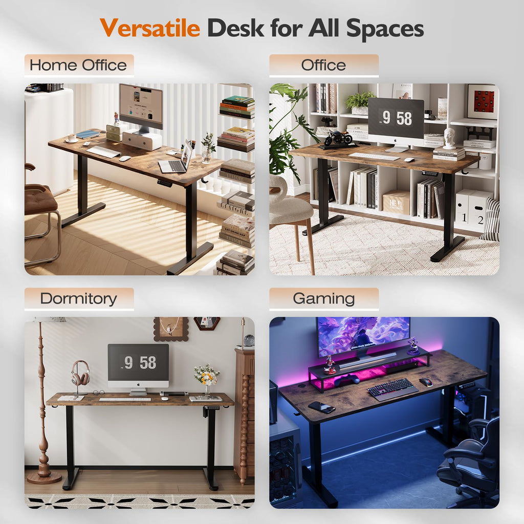 48"x24" Electric Height Adjustable Standing Desk, Rustic Brown