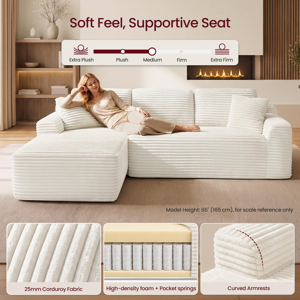 107.9" Cloud Sectional Sofa, Boneless Couch