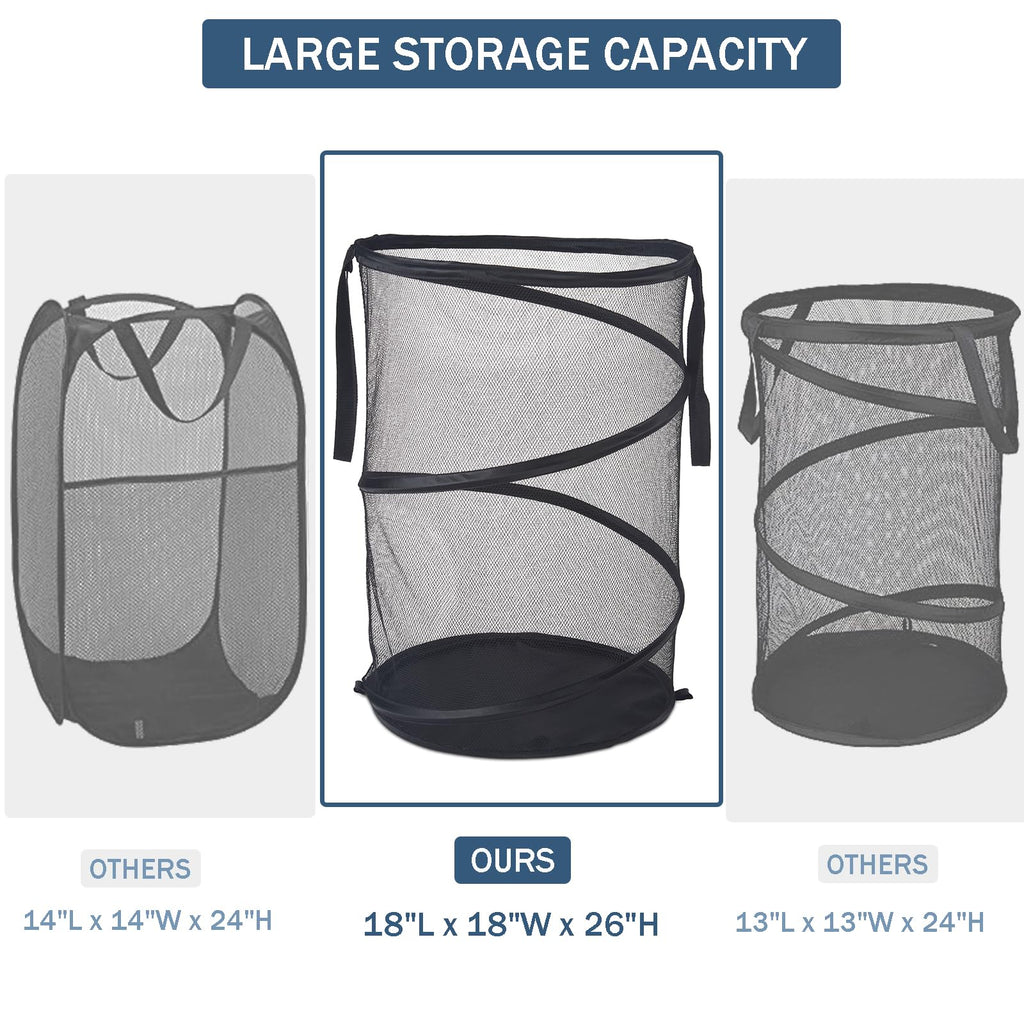 Mesh Popup Laundry Hamper 115L Foldable Laundry Basket Extra Large Capacity Collapsible Clothing Storage Basket with