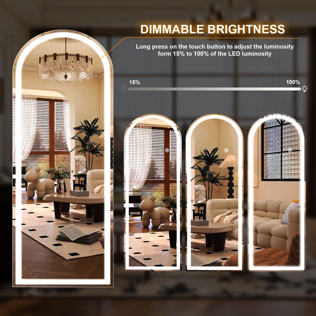 21"X56" LED Arched Full Length Mirror, Floor Mirror with Lights