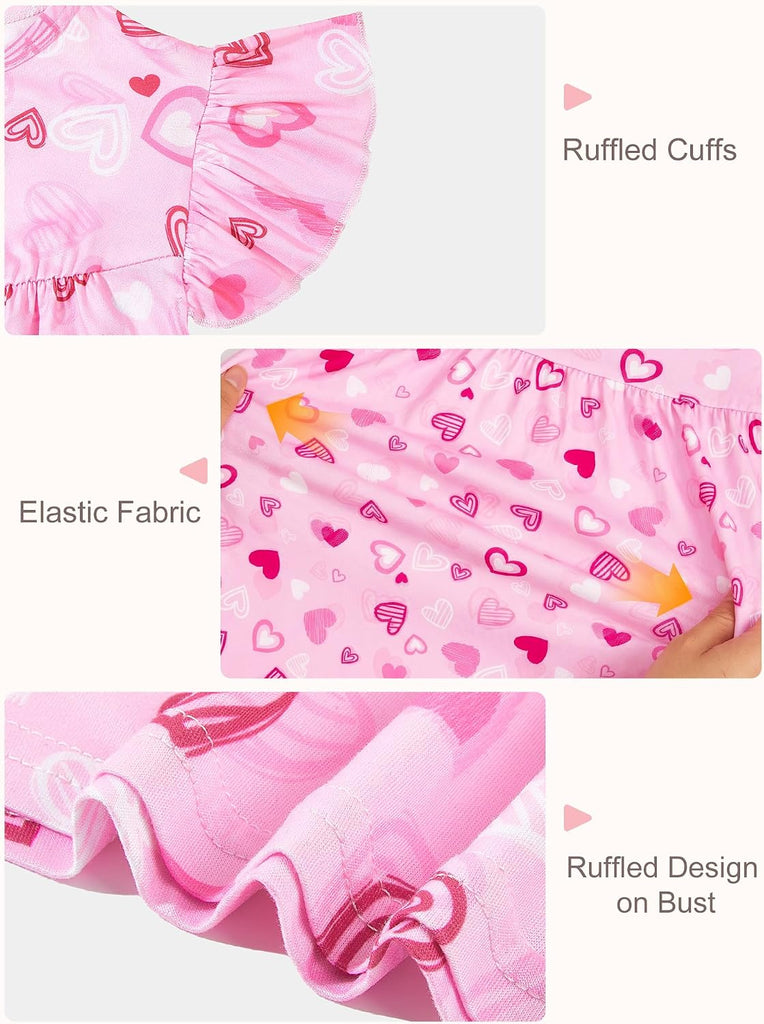 Girls Nightgowns, Soft Pajama Dress for Toddler Girl, 2 PCS