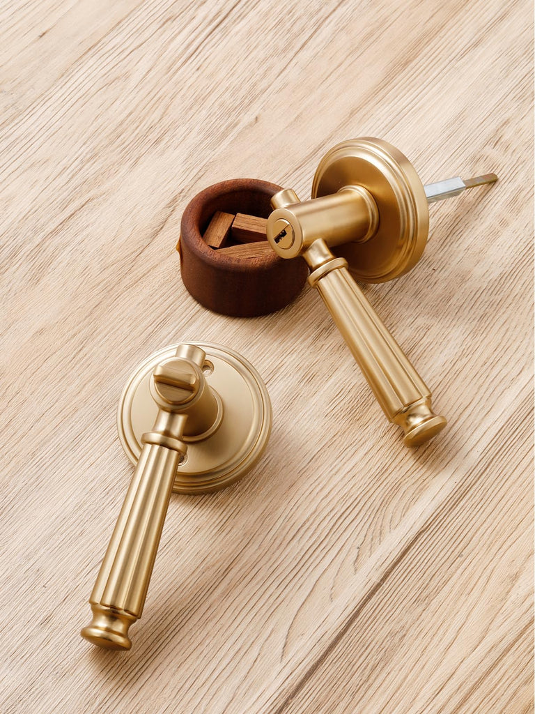 Door Handle Champagne Bronze Keyed Entry Door Lever with Lock, 1 Pack