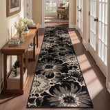 Hallway Runner Rug 2x10, Non Slip High-Low Textured Floral Washable Runner Rug with Rubber Backing, 