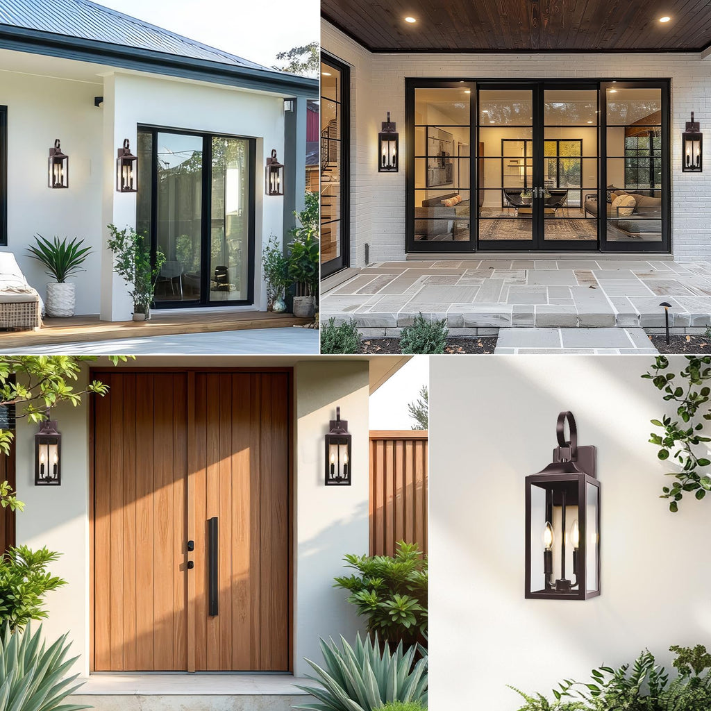 19" Large Oil Rubbed Bronze Outdoor Wall Lights, Waterproof Porch Lights