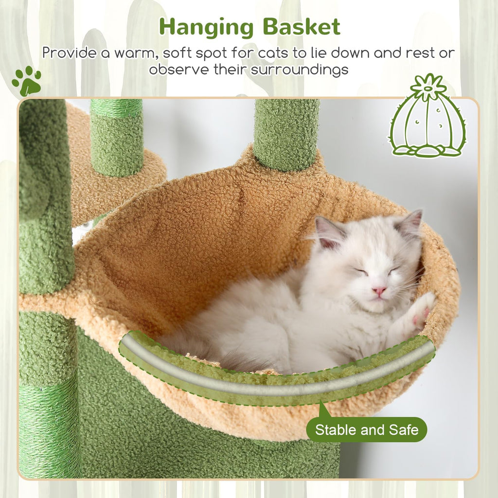 Heavy Duty Cactus Cat Trees for Big Cats Maine Coon, Green