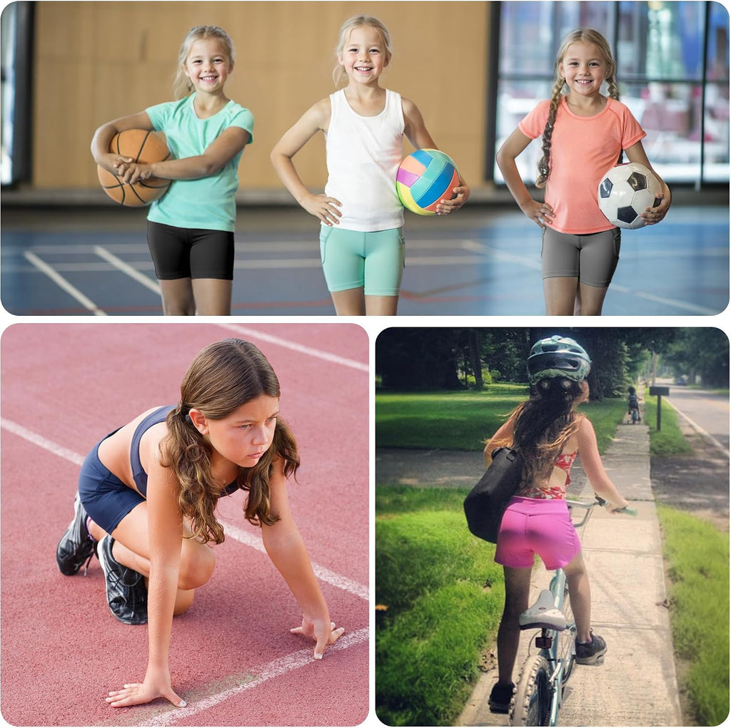Girls Shorts with Pockets 3 Pack Biker Volleyball Dance Cheer Short