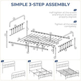 Classic Metal Platform Bed Frame Mattress Foundation with Victorian Style Iron-Art Headboard/Footboard/Under Bed