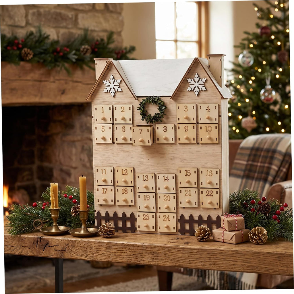 DIY Advent Calendar 24-Drawer, Wooden Christmas Calendar Khaki