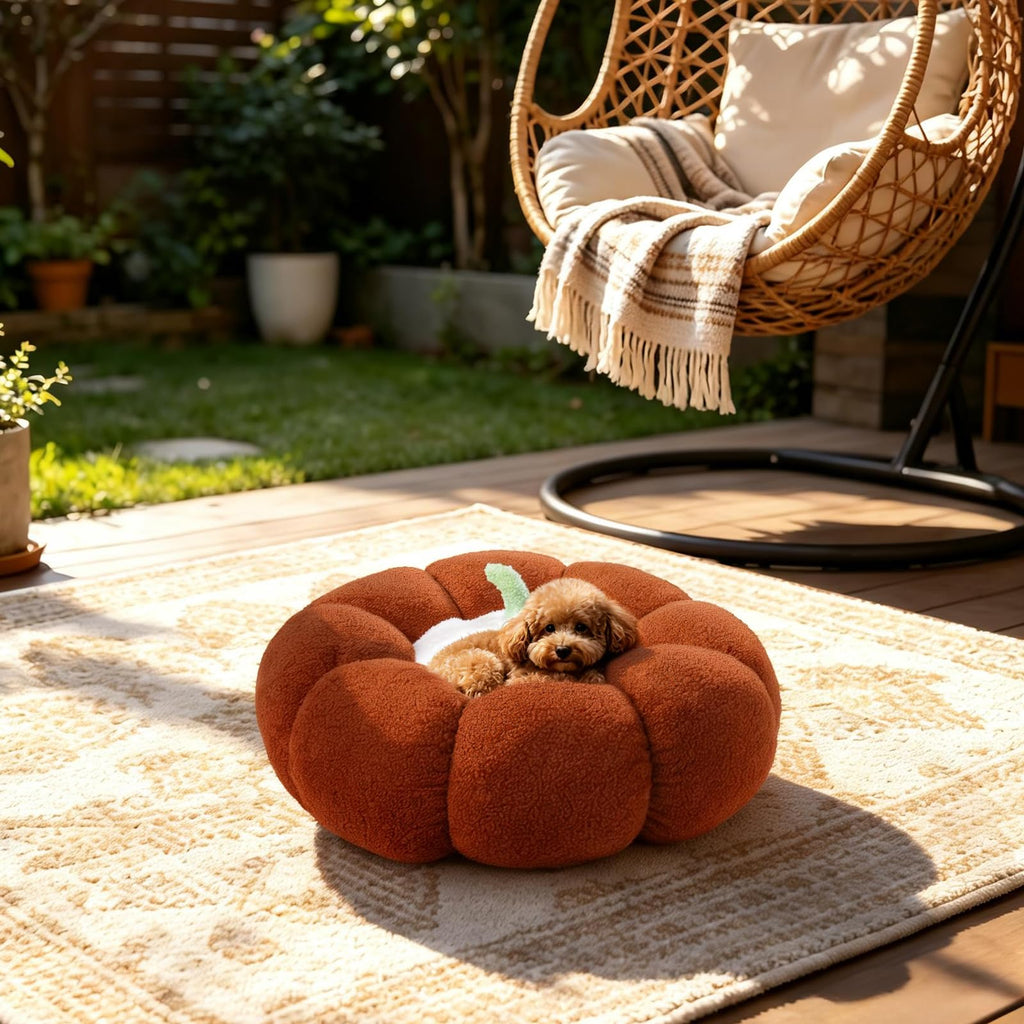 24" Pumpkin Floor Cushion, Large Plush Round Pillow Seat