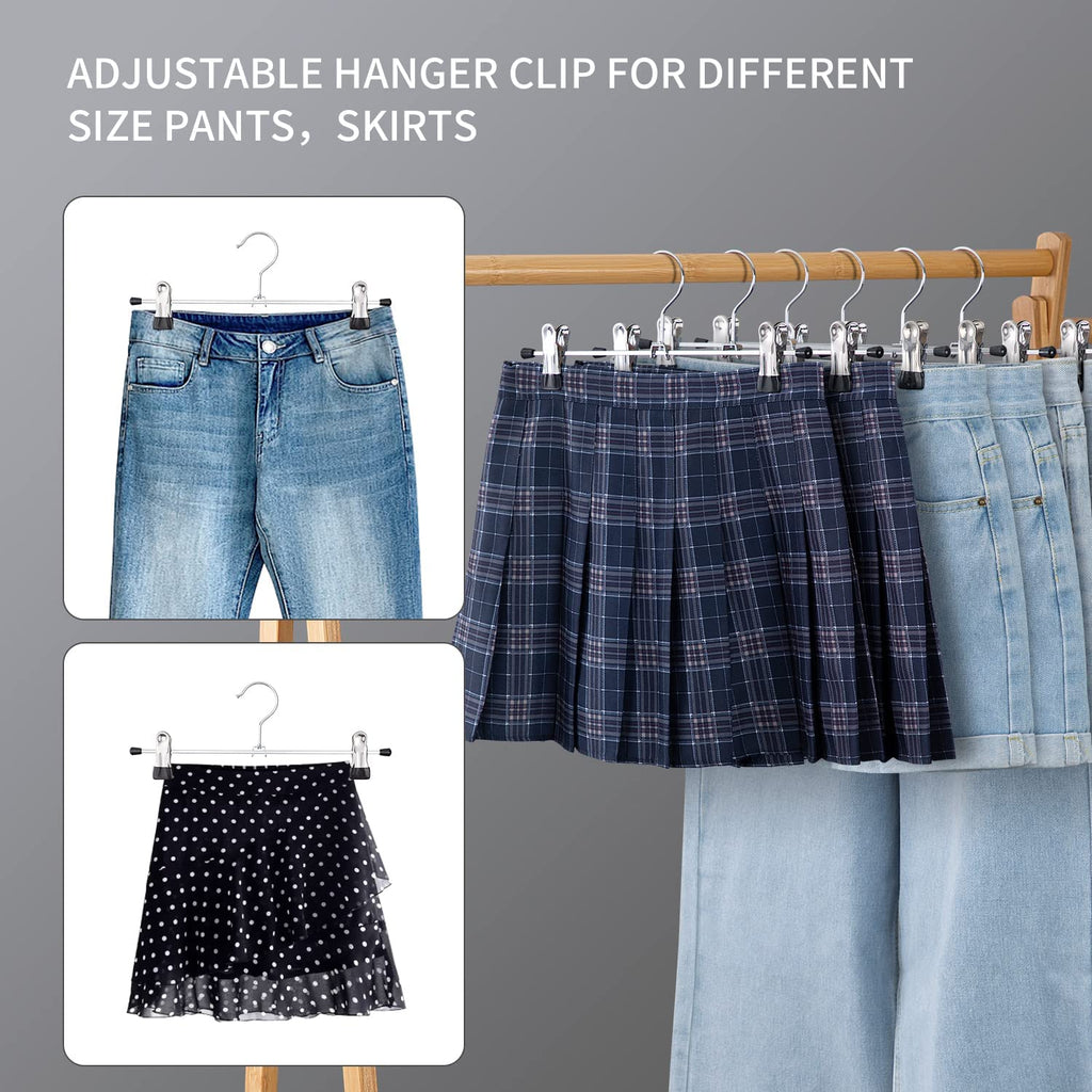 30 Pack Pants Hangers with Clips Skirt Hangers for Women Shorts Hangers Heavy Duty Metal Clothes Hanger for Closet