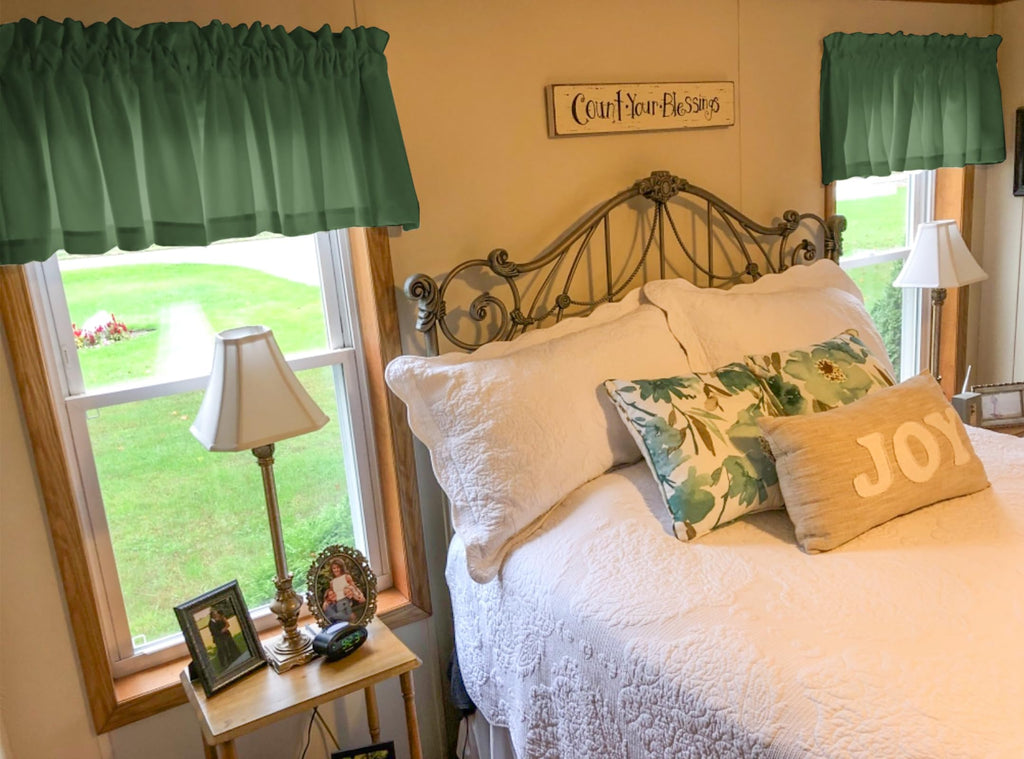4 Panels Bronze Green Blackout Curtain Valances, 42" x 18"