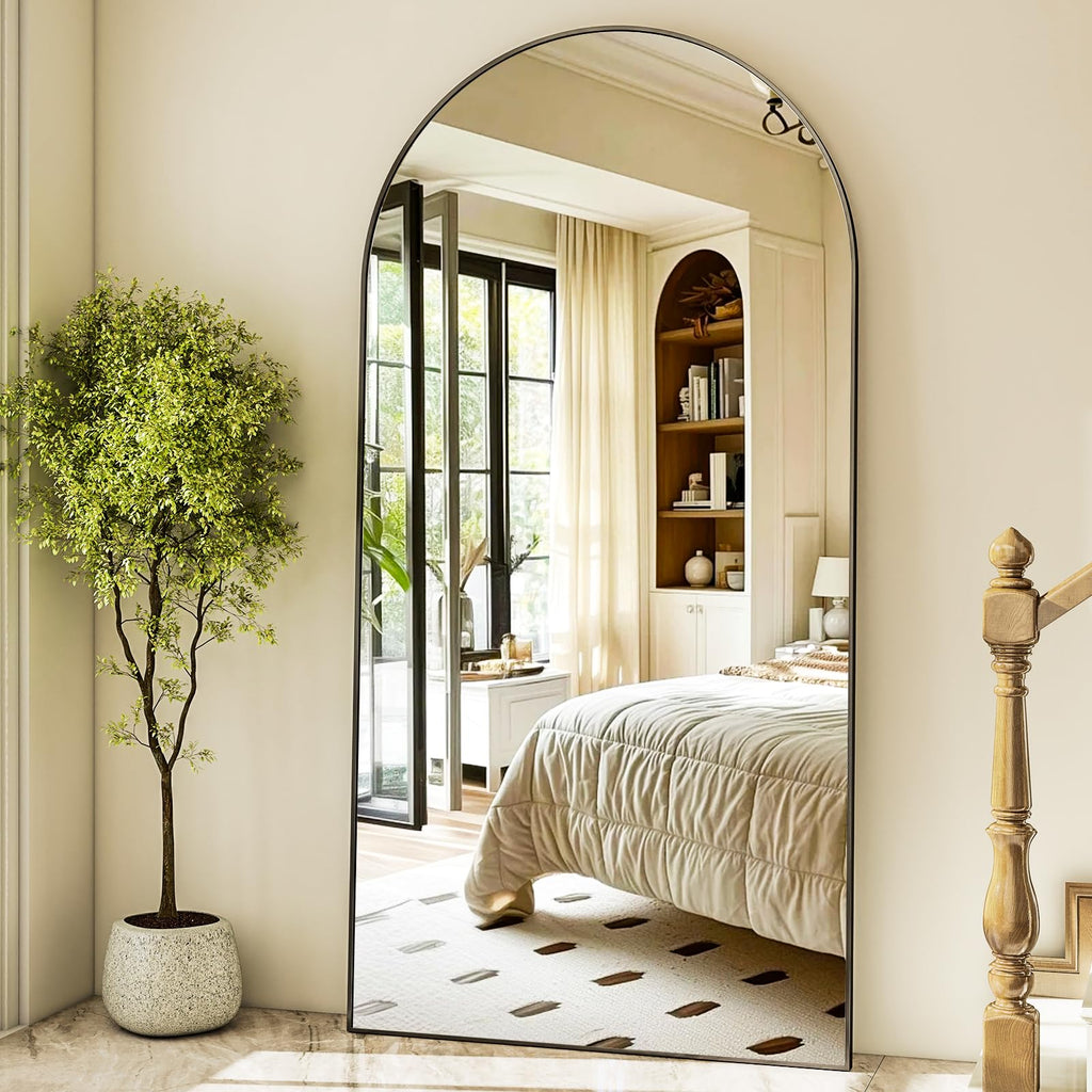 76"x34" Arched Full Length Mirror, Black