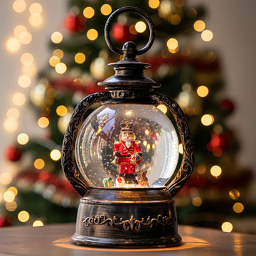 Musical Snow Globe Lantern Lighted Nutcracker Christmas Snow Water Lantern Swirling Glittering Home Decoration