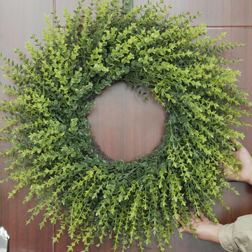28In Large Boxwoods Door Wreaths for Front Door Spring Summer Outside All Season Green Year Round Artificial Greenery