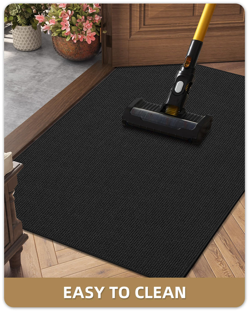 Ultra-Thin Indoor Door Mat Entrance, 36"x56" Ebony Black