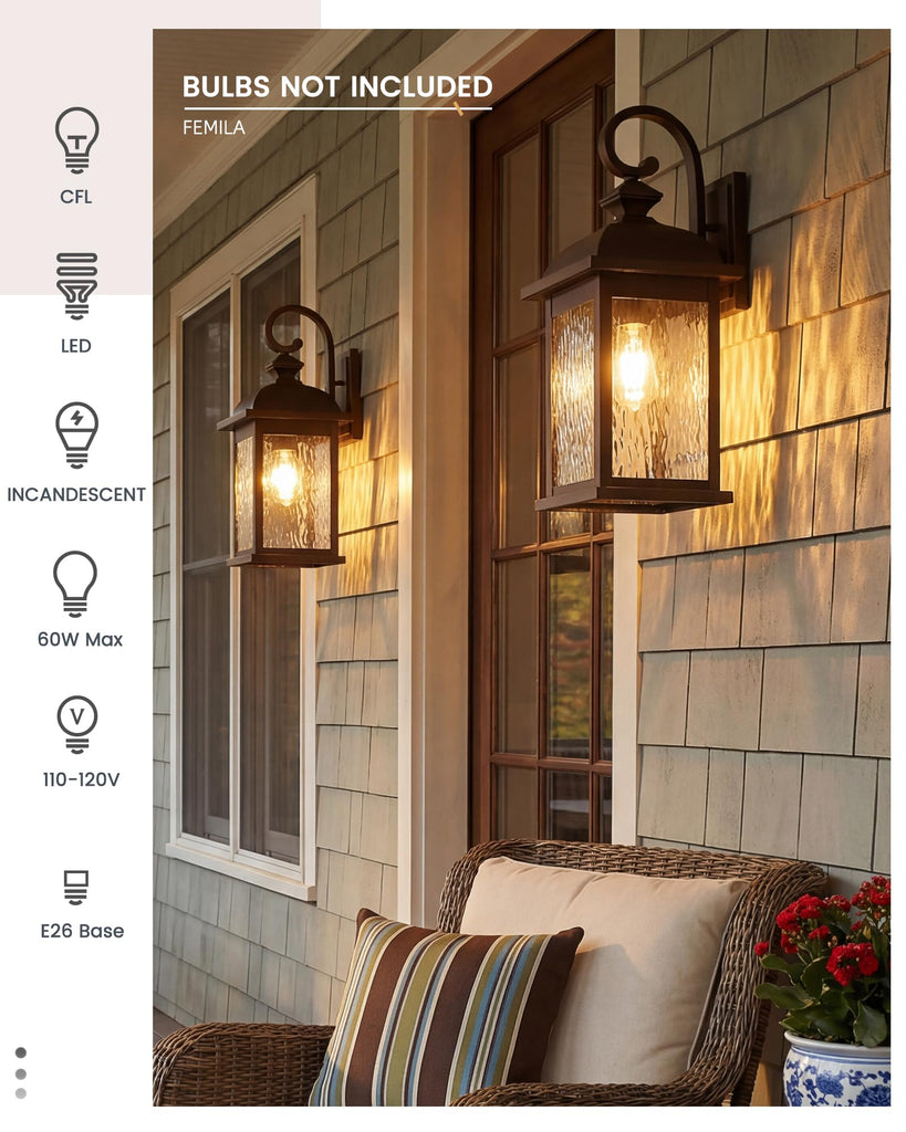 21" Outdoor Wall Light Fixtures, Rust-Proof Waterproof Outdoor Wall Lamp, Ideal for Porch, Patio, Entryway, Garage