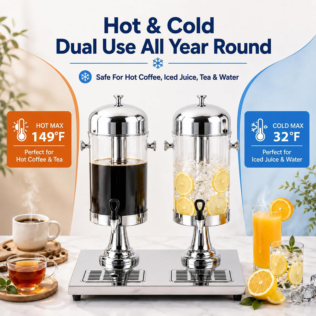 4.2 Gallon Beverage Dispenser, Dual Drink Dispenser with Stand, Stainless Steel Juice Dispenser with Ice Core, Leak - Set of 2