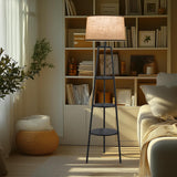 3 Tier Shelf Floor Lamps, Modern Standing Lamp with 3 Color Temperature Led Bulb, Tall Lamps and Office, Black