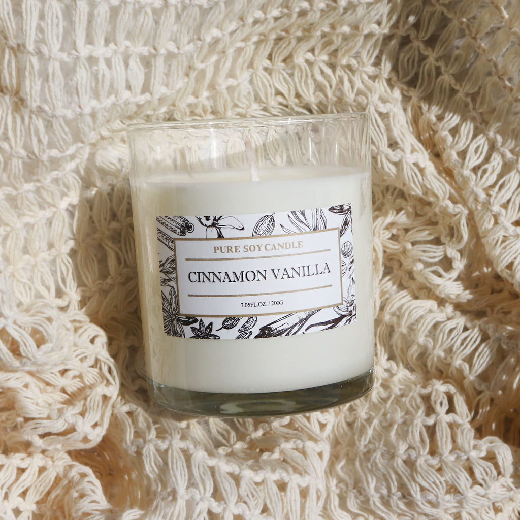 Non Toxic Candle - Soy Cinnamon Vanilla Scent, Highly Scented Spring Candle, New Home Gift, Luxury Scents