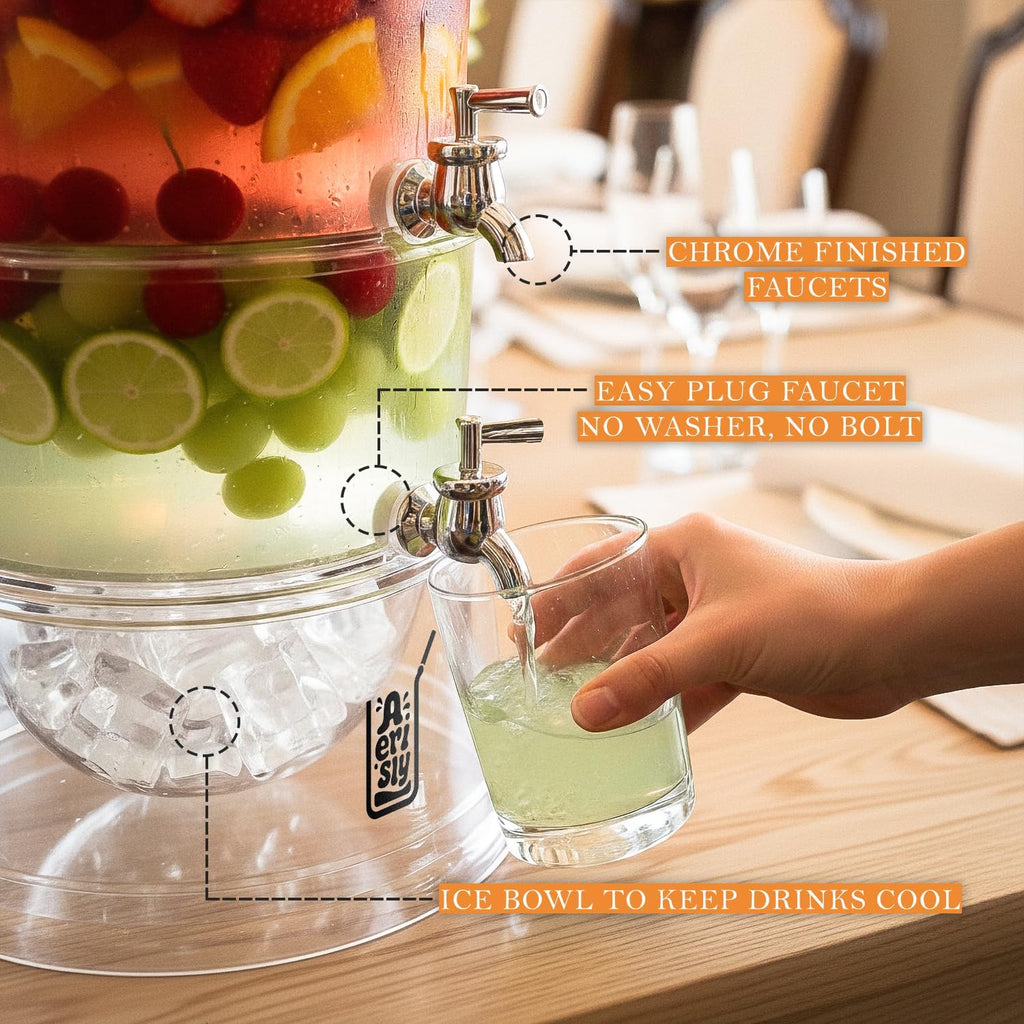 Party Tower Beverage Dispenser 4 Tiers - Large Drink Dispensers For Parties