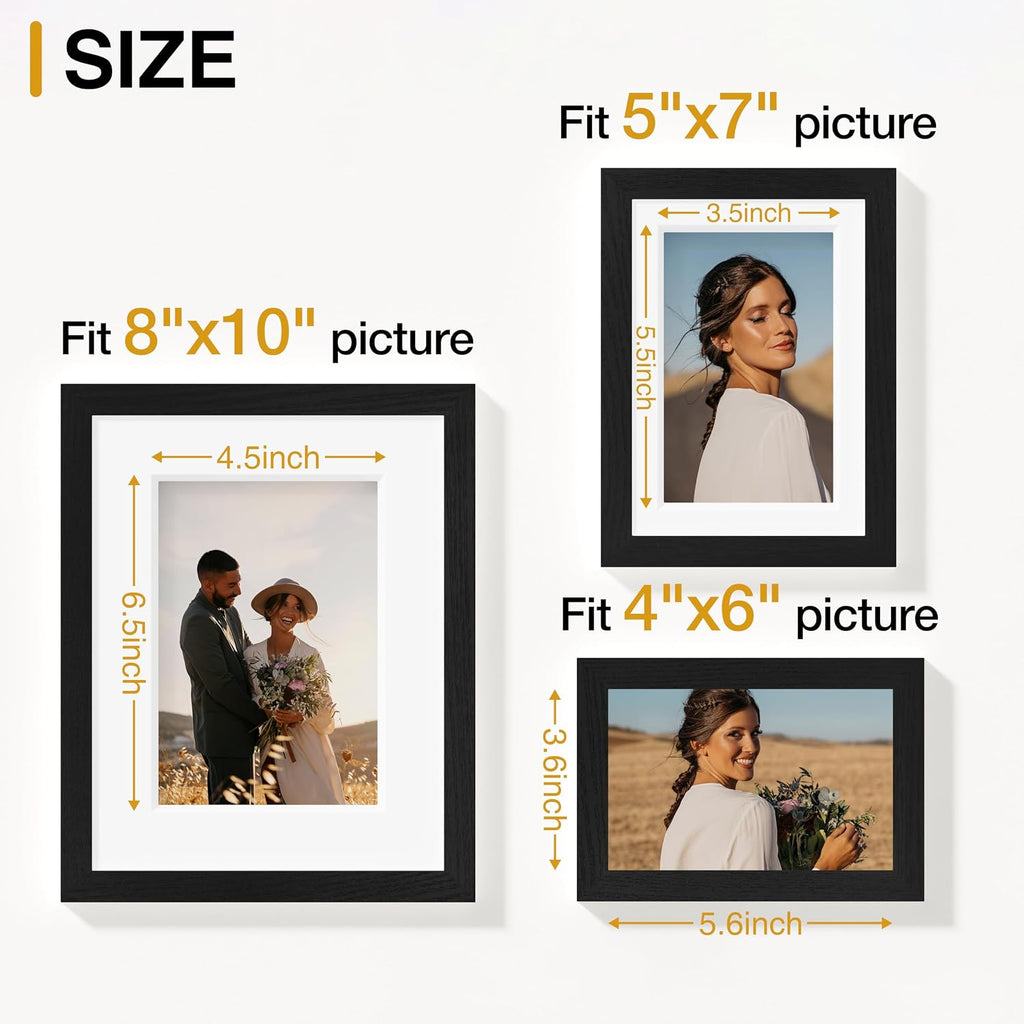 15 Pack Picture Frames Collage Wall Decor, Wall/Tabletop Display | Black, Multi-Size Gallery Wall Frame Set: 3pcs