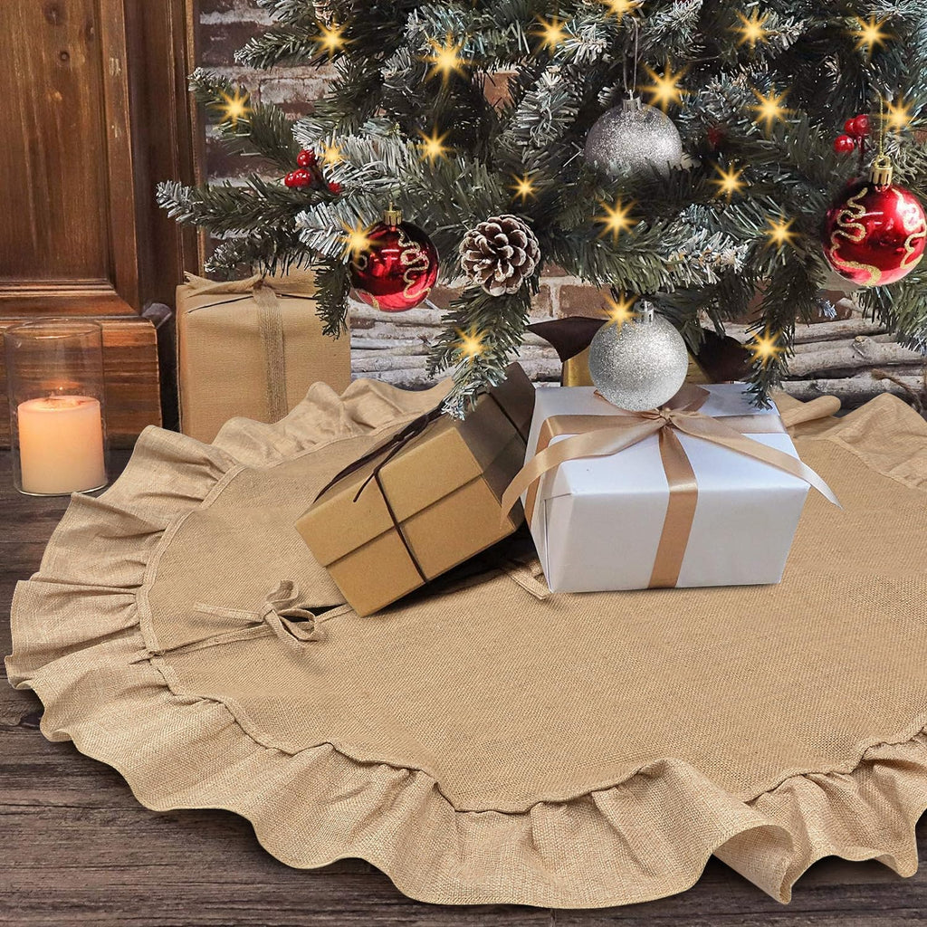 24 Inch Burlap Tree Skirt for 2-3 Ft Tabletop Trees