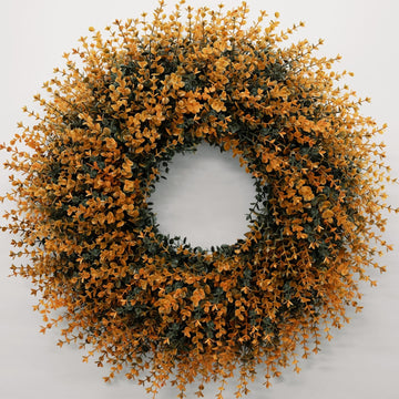 28" Large Fall Boxwood Wreaths for Front Door Decoration(Orange)