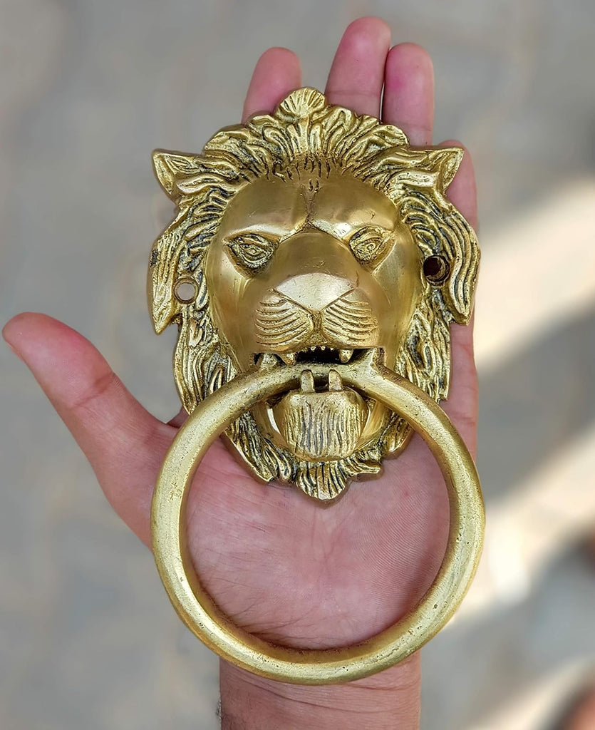 Brass Lion Door Knocker Knockers Gate Knocker Door Accessories (Lion 5")