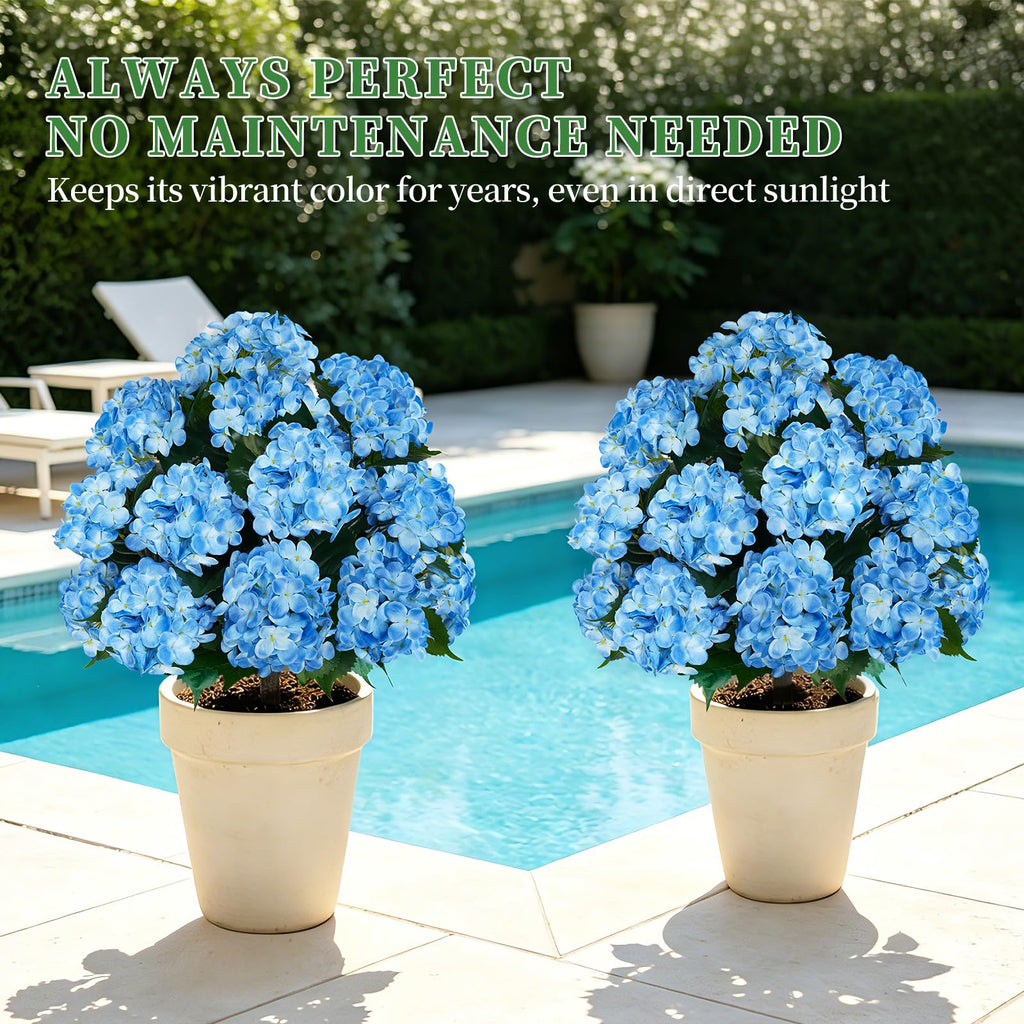 2 Pack 33" Artificial Topiary Ball Trees with Blue