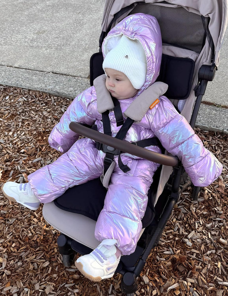 Baby Double Zipper Footed Hooded Fleece Lined Snowsuit