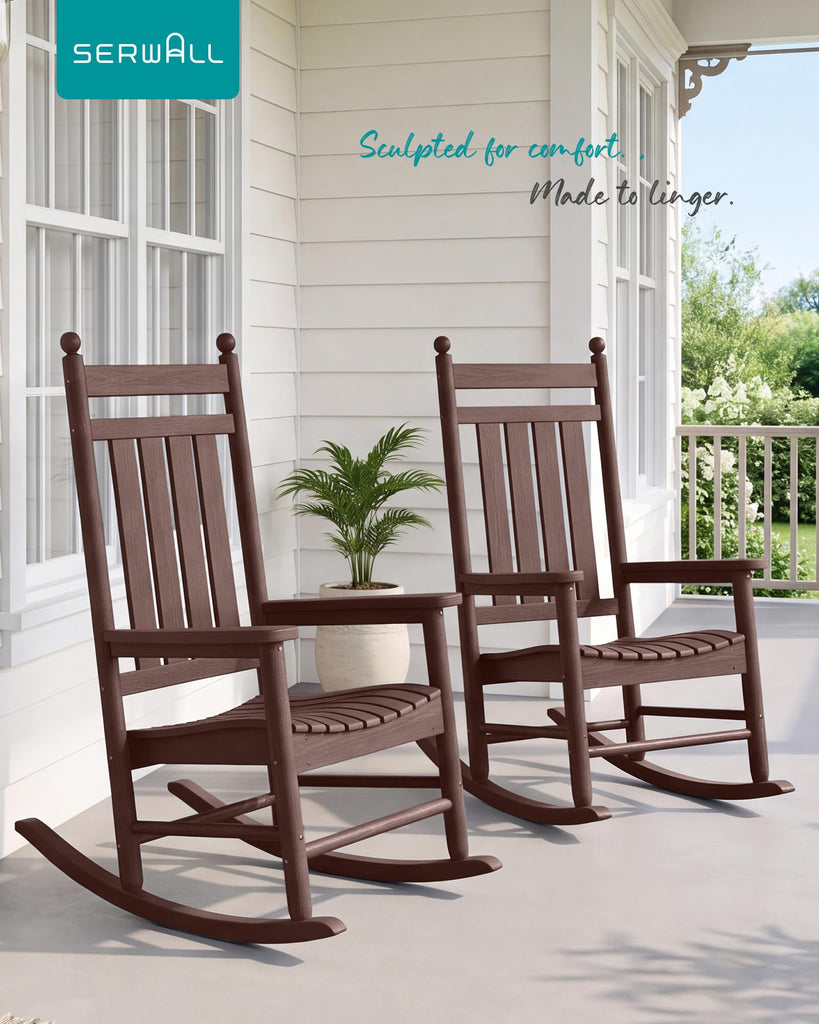 Rocking Chair Outdoor, Comfortable Rocker for Adults, Brown