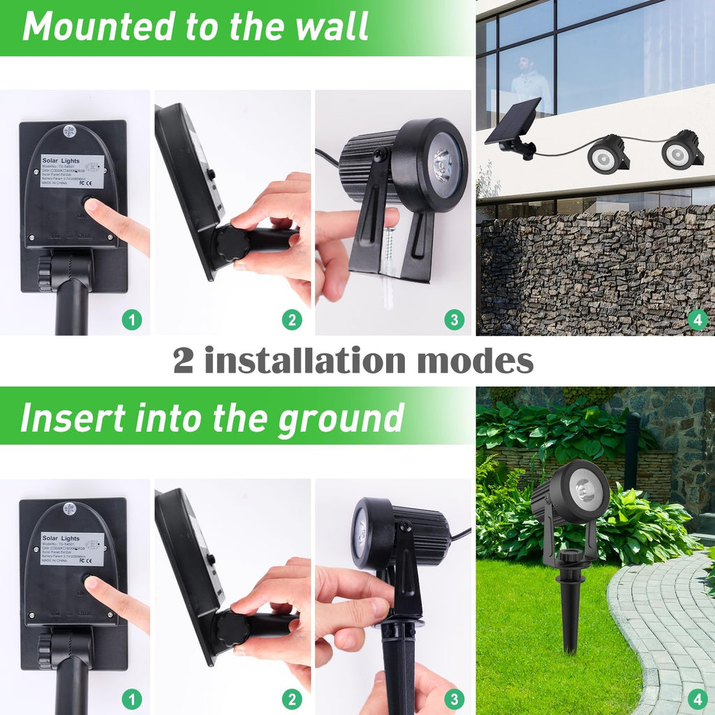 Solar Landscape Spotlights 2-in-1 White 6000K Outdoor Garden Flag