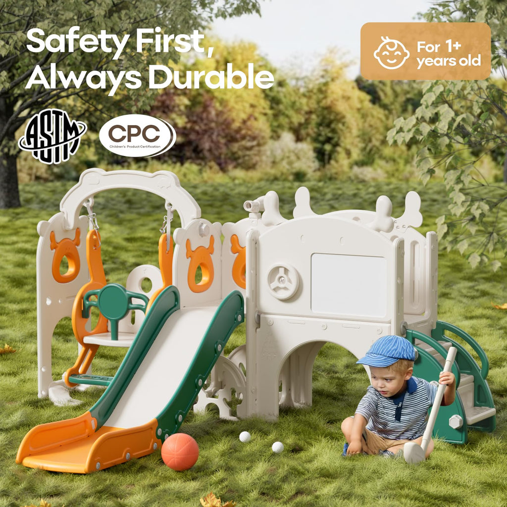 12 in 1 Toddler Slide and Swing Set, Kids Slide for Toddlers 1-3 Years Old, Baby Playset Indoor Outdoor with