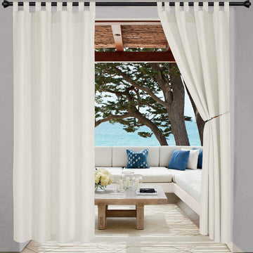 Indoor/Outdoor Curtains Waterproof Tab Top Patio Curtains | Sun Blocking Set of 2 Panels Thermal Insulated Curtain