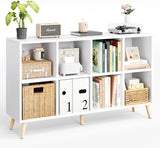 8-Cube Bookshelf 2 Tier Modern Bookcase with Legs, 11in Shelf Opening, 47" Wood Bookshelves Storage Organizer Shelf