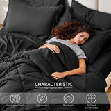 Love's cabin Twin Comforter Set Black, 5 Pieces Twin Bed in a Bag, All Season Bedding Sets with 1 Comforter