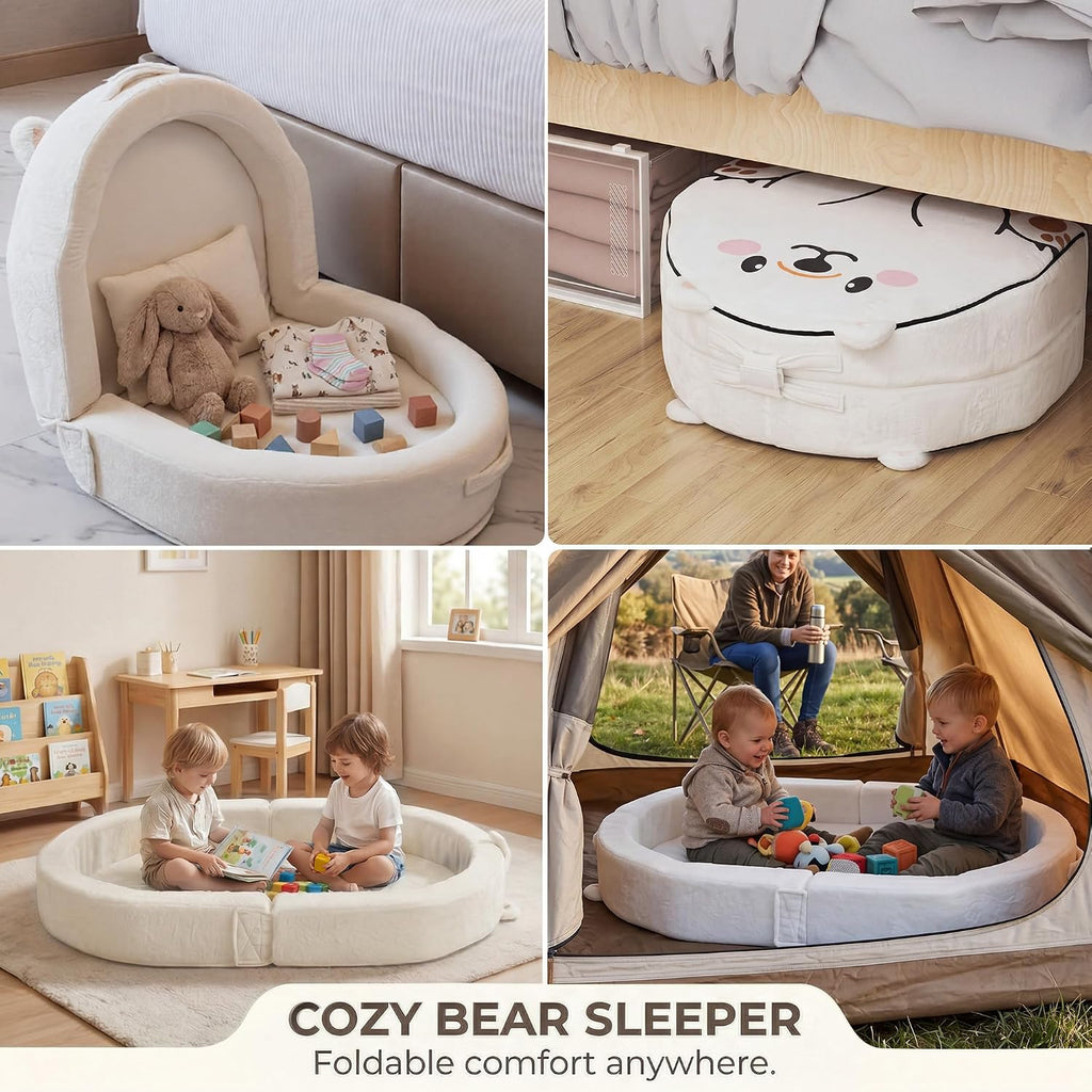 Portable Toddler Bed Folding Toddlers Floor Beds for Kids/Twins Foldable Travel Bed for Baby Extra-Roomy Toddler Bed