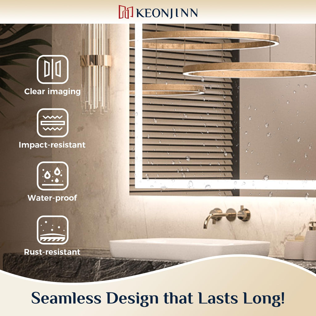 84x32 Inch LED Bathroom Mirror with Light, Effortless Installation